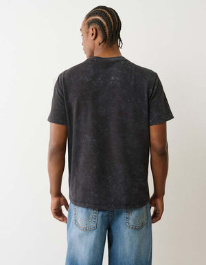 True Religion Ss Pique Mineral Patch Henley Jet Black