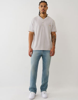 True Religion Ss Pique Mineral Patch Henley Quiet Grey
