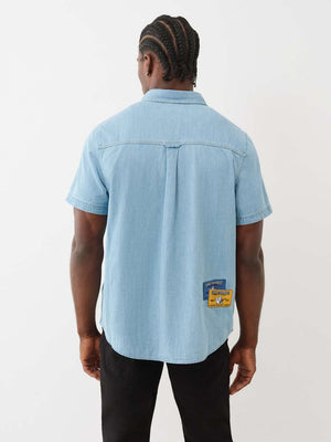 True Religion Chambray Ss Wrkwr Shrt W Patch Chambray