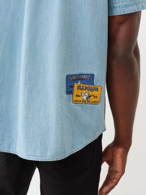 True Religion Chambray Ss Wrkwr Shrt W Patch Chambray