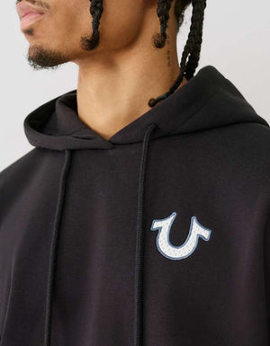 True Religion Mesh Srs Pullover Hoodie Jet Black