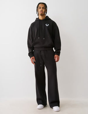 True Religion Mesh Srs Pullover Hoodie Jet Black