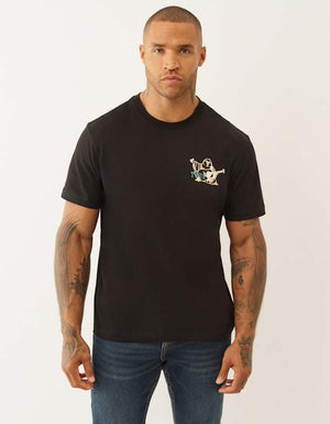 True Religion Ss Crinkle Paint Tee Jet Black