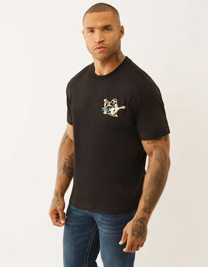 True Religion Ss Crinkle Paint Tee Jet Black