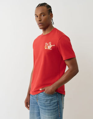 True Religion Ss Crinkle Paint Tee Trv Red
