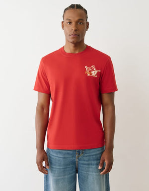 True Religion Ss Crinkle Paint Tee Trv Red