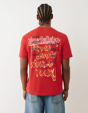 True Religion Ss Crinkle Paint Tee Trv Red