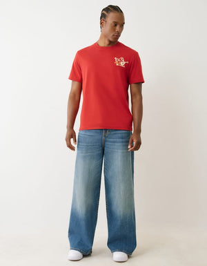 True Religion Ss Crinkle Paint Tee Trv Red