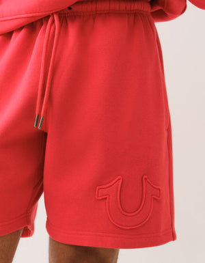 True Religion Applique Sweatshorts Molten Lava