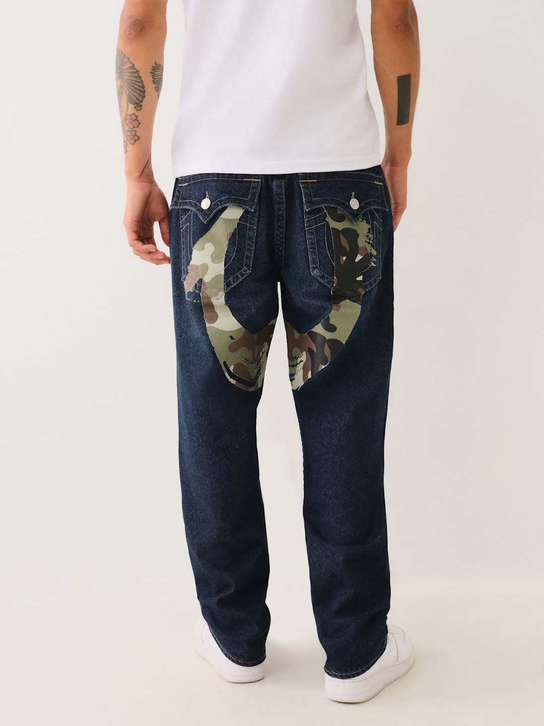 True Religion Jeans Bobby SN Flap LG Camo HS 32IN Subway Steel Dark Wa