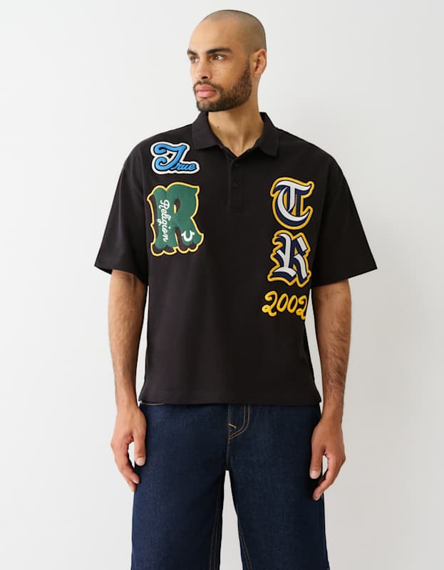 True Religion Ss Overt Patch Polo Jet Black