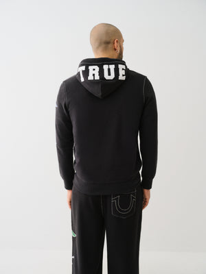 True Religion Reverse Terry Zip Up Hoodie Jet Black-True Religion