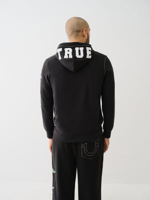 True Religion Reverse Terry Zip Up Hoodie Jet Black-True Religion