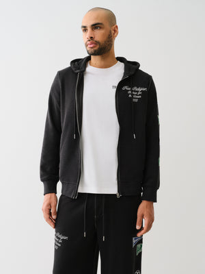 True Religion Reverse Terry Zip Up Hoodie Jet Black-True Religion