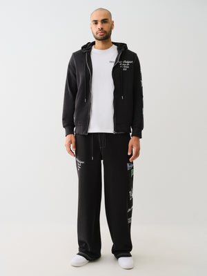 True Religion Reverse Terry Zip Up Hoodie Jet Black-True Religion
