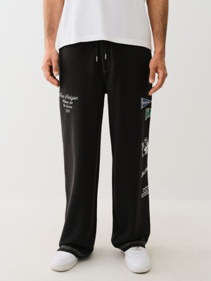 True Religion Reverse Terry Baggy Sweatpant Jet Black-True Religion