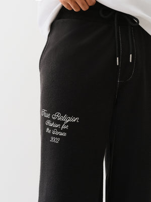 True Religion Reverse Terry Baggy Sweatpant Jet Black-True Religion