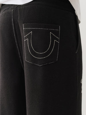 True Religion Reverse Terry Baggy Sweatpant Jet Black-True Religion