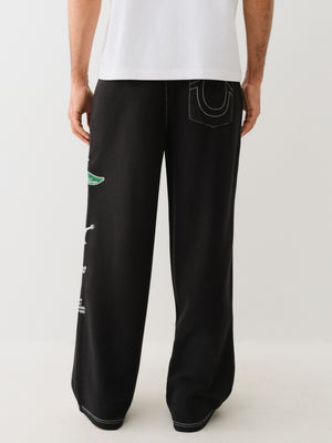 True Religion Reverse Terry Baggy Sweatpant Jet Black-True Religion