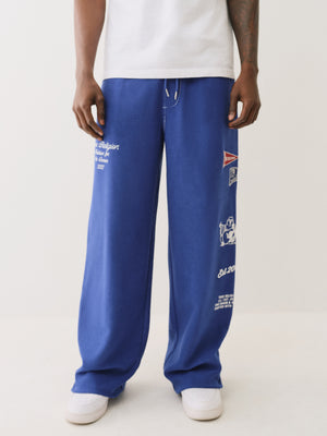 True Religion Reverse Terry Baggy Sweatpant Mazarine Blue-True Religion