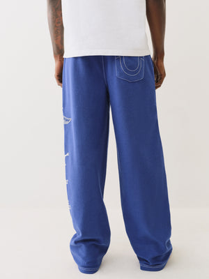 True Religion Reverse Terry Baggy Sweatpant Mazarine Blue-True Religion