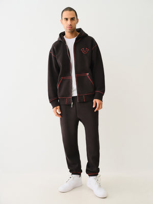 True Religion Super T Relaxed Jogger Black -Red-True Religion