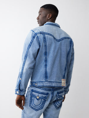 True Religion Oversize Rope Stitch Jimmy Jkt Rocky Point Light Wash-True Religion