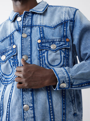 True Religion Oversize Rope Stitch Jimmy Jkt Rocky Point Light Wash-True Religion