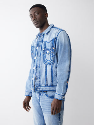 True Religion Oversize Rope Stitch Jimmy Jkt Rocky Point Light Wash-True Religion