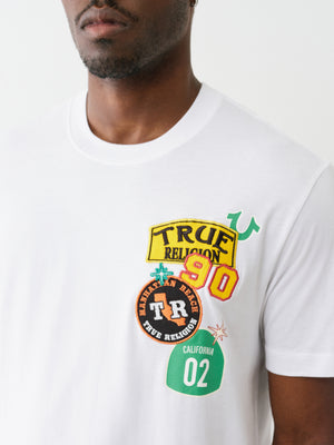 True Religion Ss Freeway Patch Tee Optic White-True Religion