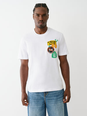 True Religion Ss Freeway Patch Tee Optic White-True Religion