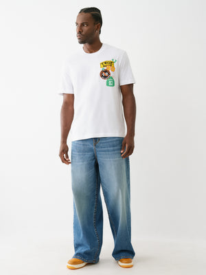True Religion Ss Freeway Patch Tee Optic White-True Religion