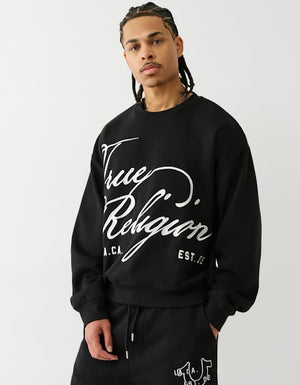 True Religion Script Cinched Sweatshirt Jet Black