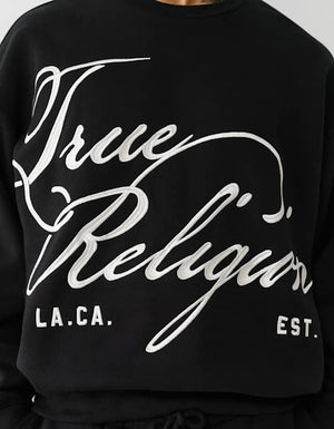 True Religion Script Cinched Sweatshirt Jet Black