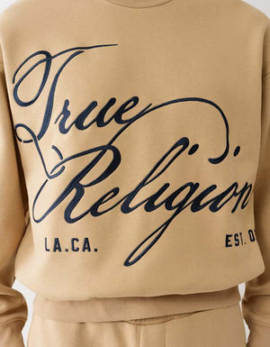 True Religion Script Cinched Sweatshirt Travertine