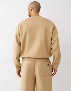 True Religion Script Cinched Sweatshirt Travertine