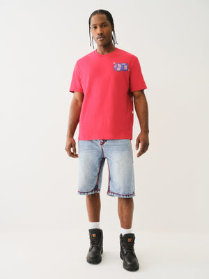 True Religion Vinny Rope Stitch Flap Short Blue Cascade Medium Wash-True Religion