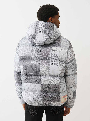True Religion Jacket Bandana Puffer Grey Blue
