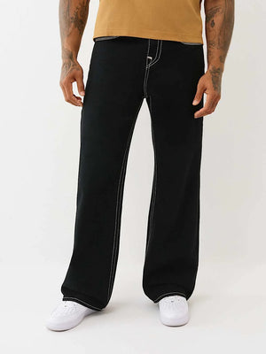 True Religion Jeans Super Flatlock Vinny Flap 34In Black Rinse