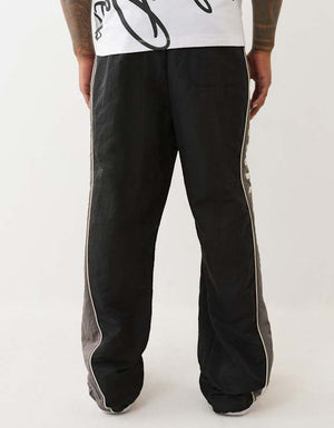 True Religion Color Block Nylon Joggers Jet Black / Granite Grey