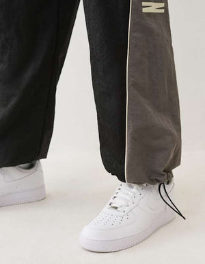 True Religion Color Block Nylon Joggers Jet Black / Granite Grey