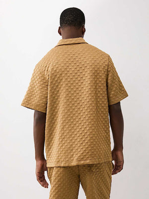 True Religion Shirt Checkered Camp Collar Chipmunk