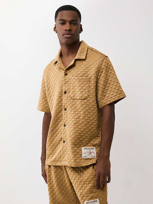 True Religion Shirt Checkered Camp Collar Chipmunk