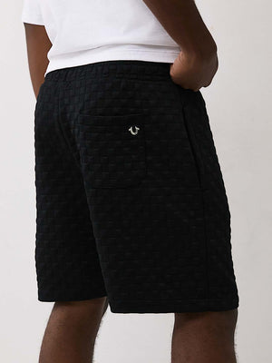 True Religion Shorts Checkered Quilt Jet Black