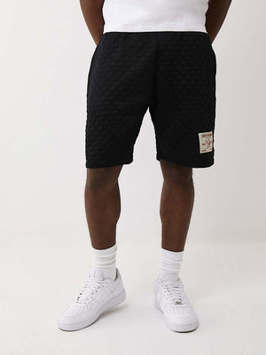 True Religion Shorts Checkered Quilt Jet Black