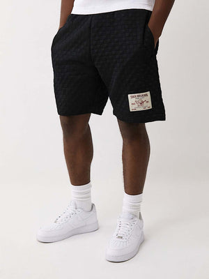 True Religion Shorts Checkered Quilt Jet Black