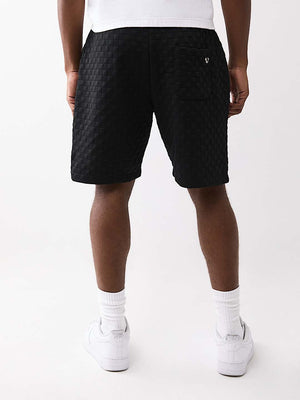 True Religion Shorts Checkered Quilt Jet Black
