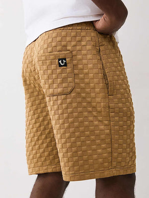 True Religion Shorts Checkered Quilt Chipmunk