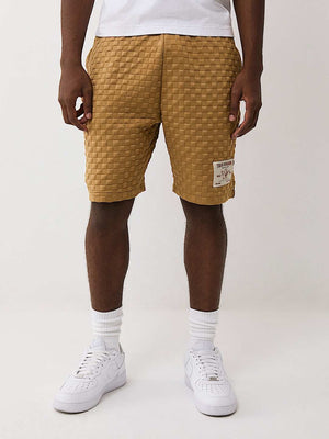 True Religion Shorts Checkered Quilt Chipmunk