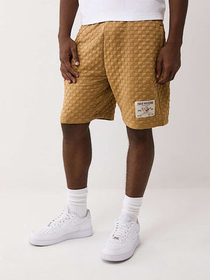 True Religion Shorts Checkered Quilt Chipmunk